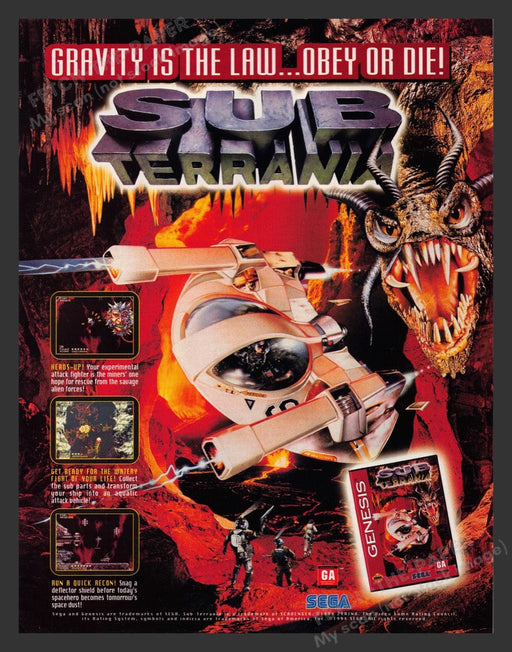 1994 Sub Terrania Video Game Print Advertisement