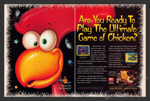 1994 Super Alfred Chicken Video Game Print Advertisement (2 Pages)