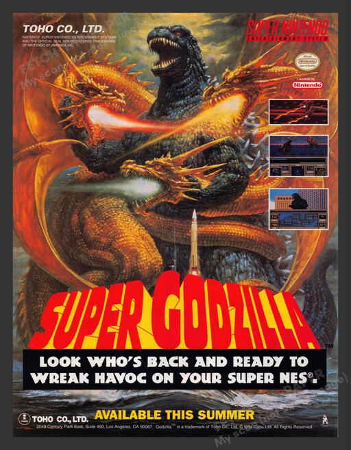1994 Super Godzilla Video Game Print Advertisement