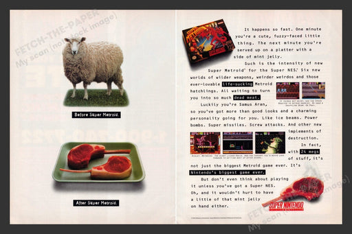 1994 Super Metroid Video Game Print Advertisement (2 Pages)