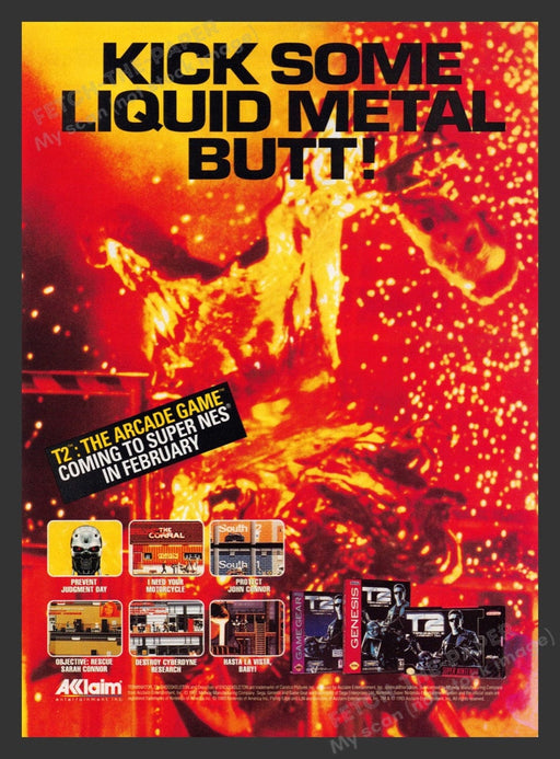 1994 T2 Kick Some Liquid Metal Butt Video Game Print Advertisement