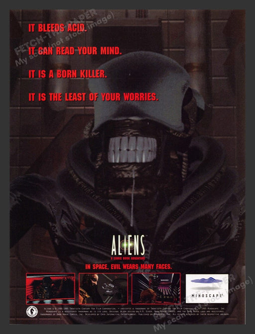 1995 Aliens "In space evil wears many faces" Video Game Print Advertisement