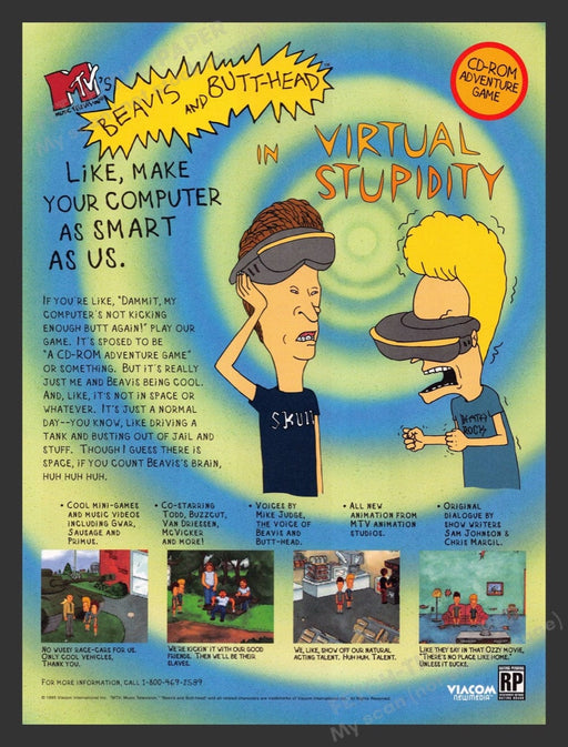 1995 Beavis and Butt-head in Virtual Stupidity Video Game Print Advertisement