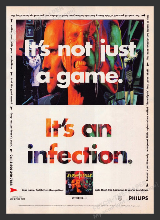 1995 Burn Cycle Video Game Print Advertisement