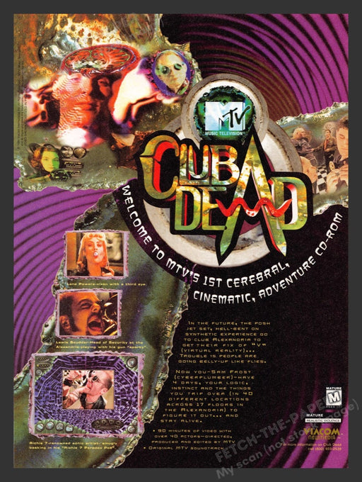 1995 Club Dead MTV Video Game Print Advertisement