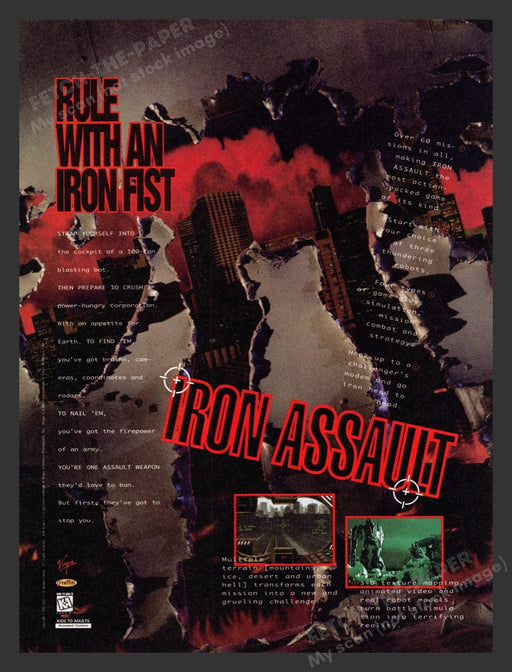 1995 Iron Assault "Rule with an iron fist" Video Game Print Advertisement