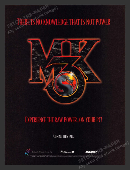 1995 Mortal Kombat 3 MK3 Video Game Print Advertisement