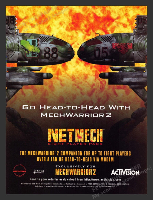 1995 Net Mech For Mech Warrior 2 Video Game Print Advertisement