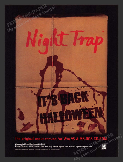 1995 Night Trap "It's back Halloween" Video Game Print Advertisement