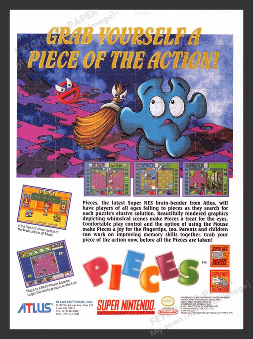 1995 Pieces Super NES Video Game Print Advertisement