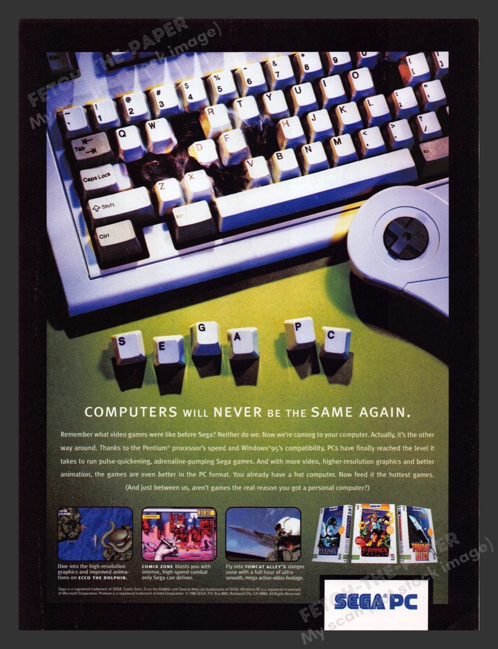 1995 Sega PC Computers will never be the same Video Game Print Adverti ...