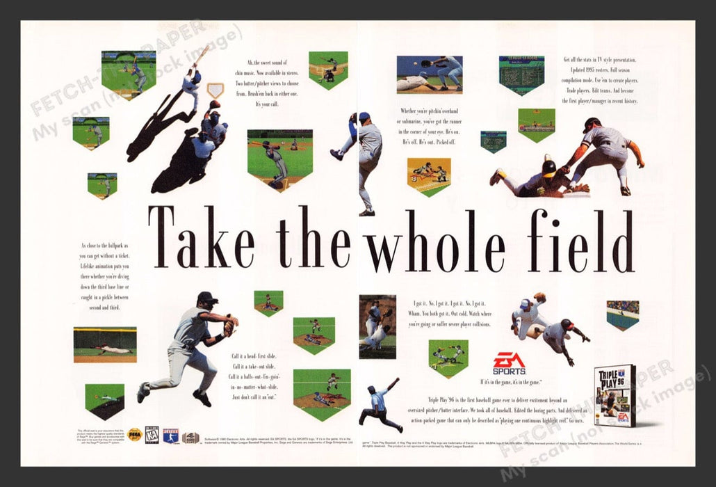 1995 Triple Play '96 Baseball Video Game Print Advertisement (2 Pages)