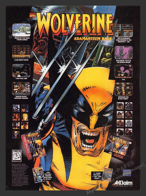 1995 Wolverine: Adamantium Rage Video Game Print Advertisement