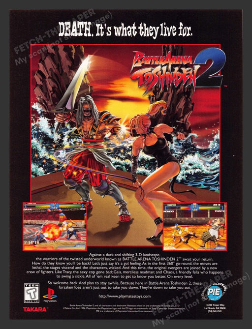 1996 Battle Arena Toshinden 2 Video Game Print Advertisement