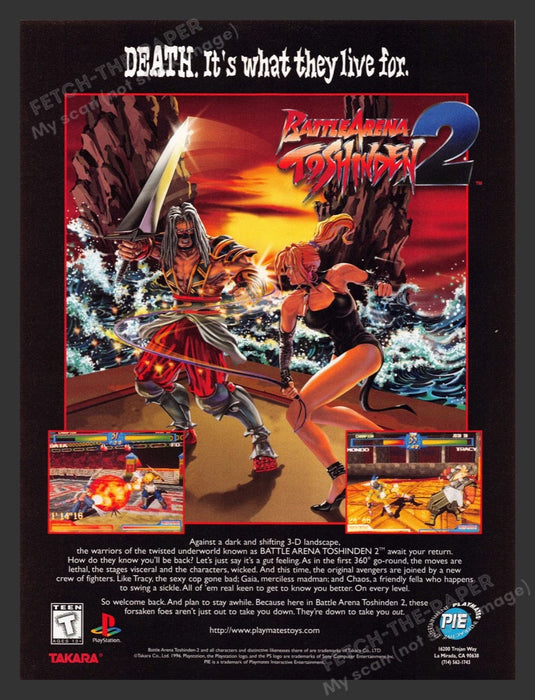 1996 Battle Arena Toshinden 2 Video Game Print Advertisement