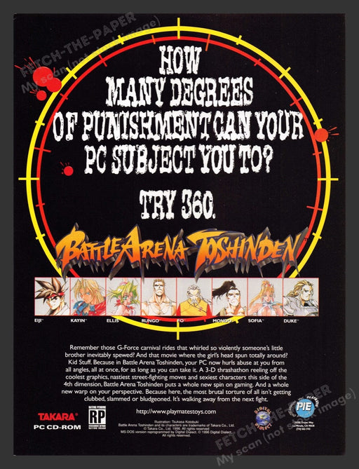1996 Battle Arena Toshinden Video Game Print Advertisement