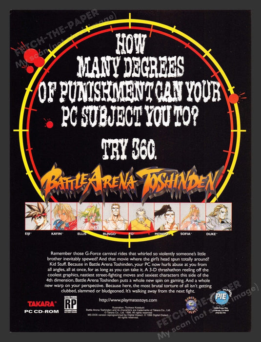 1996 Battle Arena Toshinden Video Game Print Advertisement