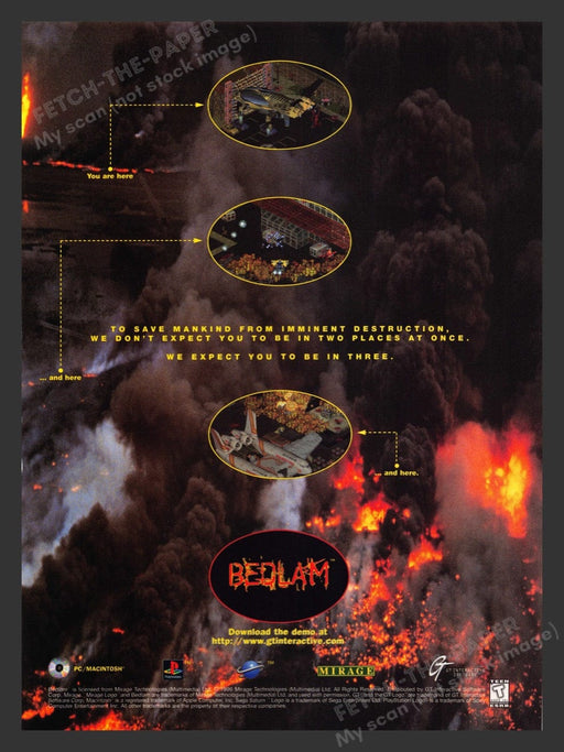 1996 Bedlam "Save mankind from destruction" Video Game Print Advertisement