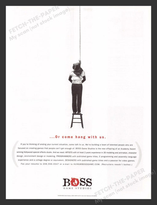 1996 Boss Game Studios "Come hang with us" Video Game Print Advertisement