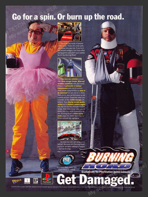 1996 Burning Road Video Game Print Advertisement
