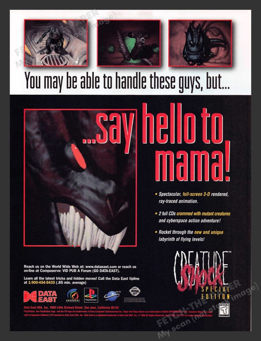 1996 Creature Shock Special Edition Video Game Print Advertisement