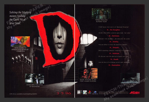 1996 D "Dark Pit of your Soul" Video Game Print Advertisement