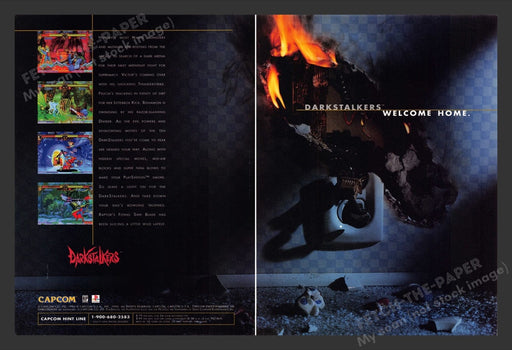 1996 Darkstalkers "Welcome home" Video Game Print Advertisement (2 Pages)