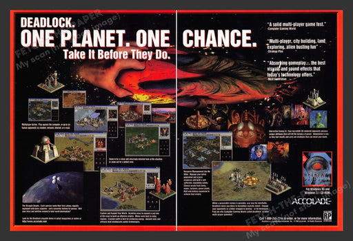 1996 Deadlock: Planetary Conquest Video Game Print Advertisement (2 Pages)
