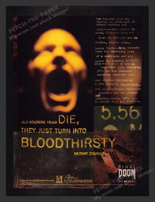 1996 Final Doom "End of Story" Video Game Print Advertisement