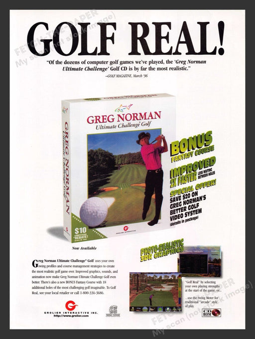 1996 Greg Norman Ultimate Challenge Golf Video Game Print Advertisement