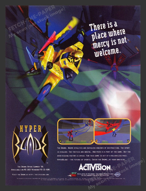 1996 Hyper Blade "Mercy is welcome" Video Game Print Advertisement
