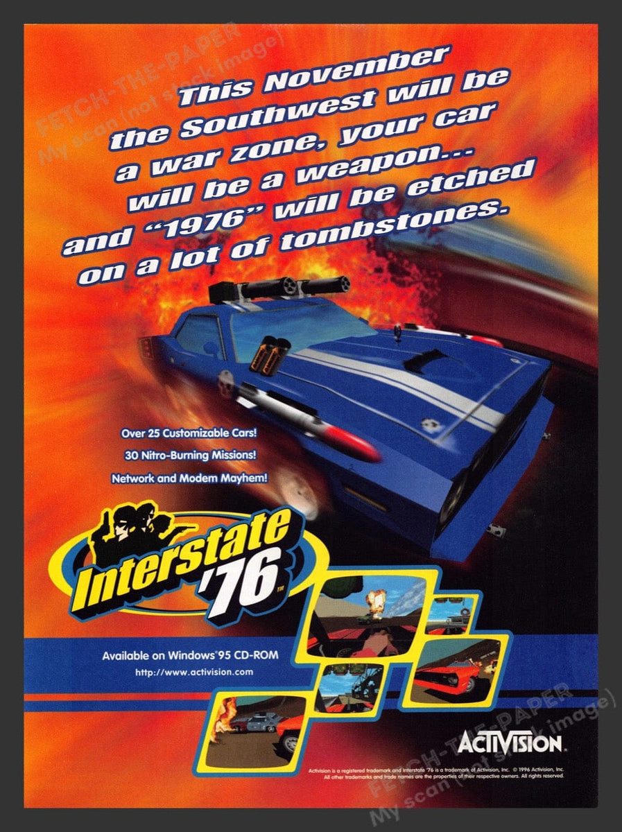1996 Interstate '76 Video Game Print Advertisement — Fetch-the-Paper