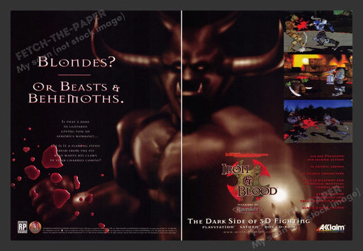 1996 Iron & Blood Video Game Print Advertisement (2 Pages)