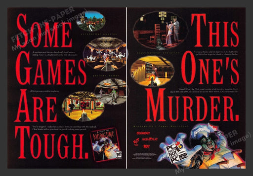 1996 Killing Time "This game is murder" Video Game Print Advertisement (2 Pages)