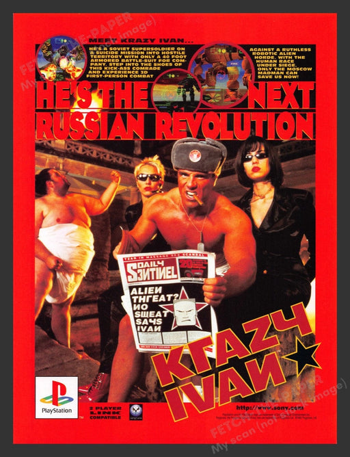 1996 Krazy Ivan Russian Revolution Video Game Print Advertisement