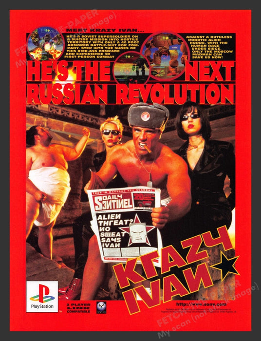 1996 Krazy Ivan Russian Revolution Video Game Print Advertisement