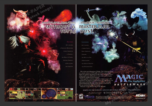 1996 Magic the Gathering: Battlemage Video Game Print Advertisement (2 Pages)