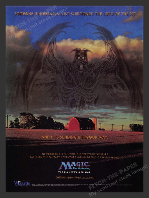 1996 Magic the Gathering: The Planeswalker War Video Game Print Advertisement