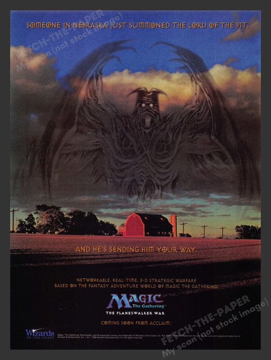 1996 Magic the Gathering: The Planeswalker War Video Game Print Advertisement