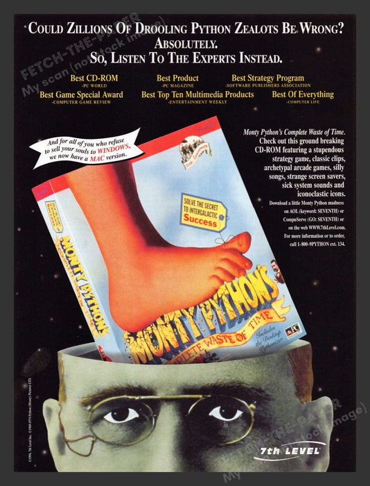 1996 Monty Python's Complete Waste of Time Video Game Print Advertisement
