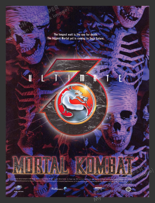 1996 Mortal Kombat 3 Ultimate Purple Skeletons Video Game Print Advertisement
