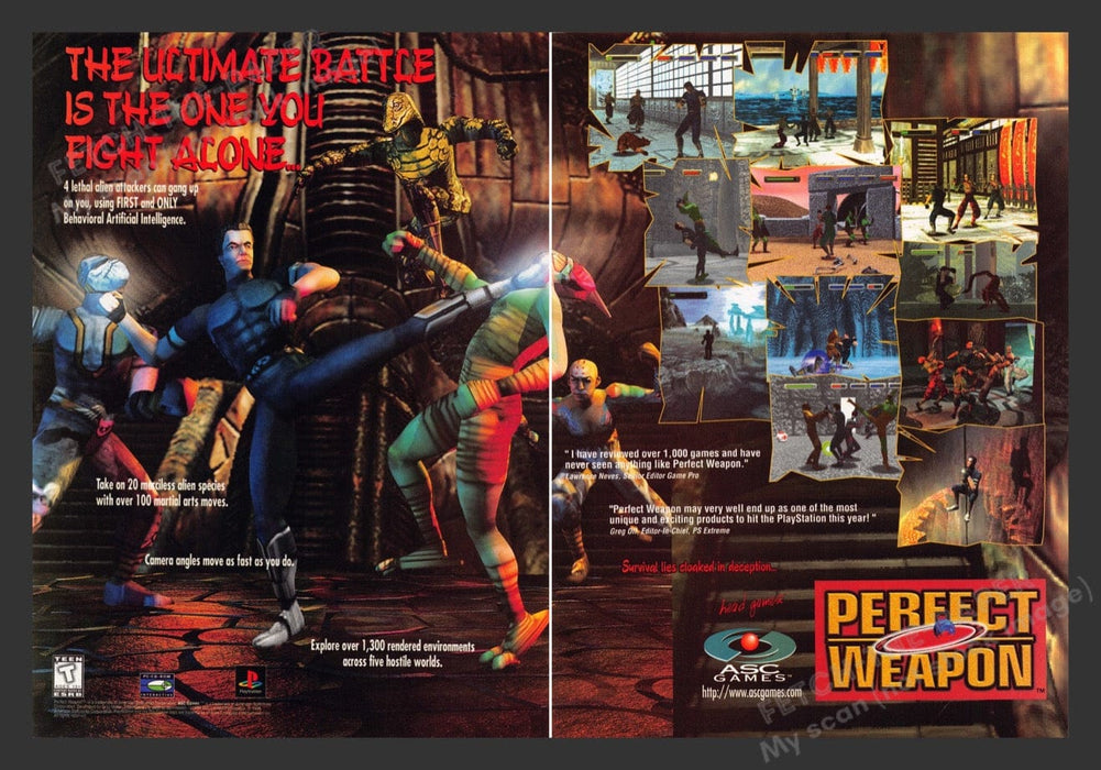 1996 Perfect Weapon "Ultimate battle" Video Game Print Advertisement (2 Pages)