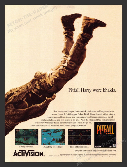 1996 Pitfall "Harry wore khakis" Video Game Print Advertisement