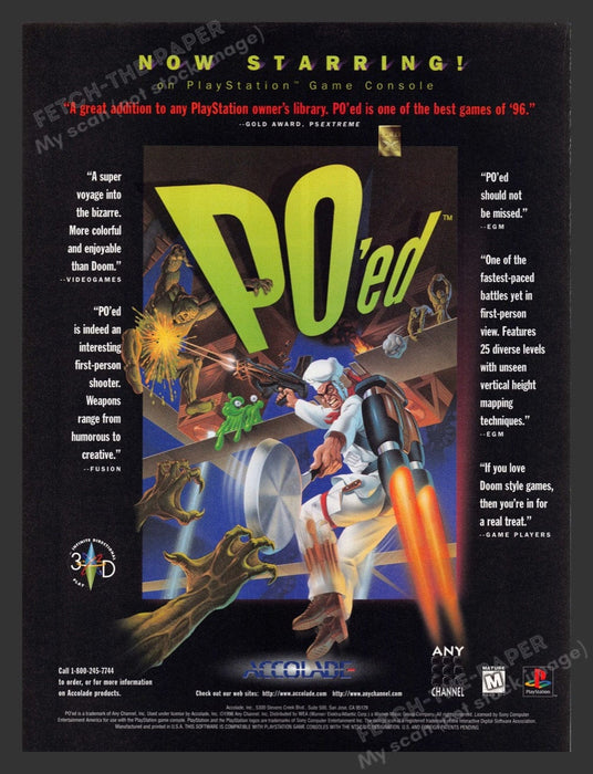 1996 Po'ed Aliens Video Game Print Advertisement