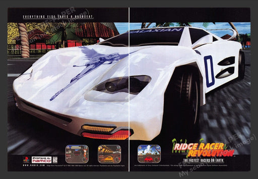 1996 Ridge Racer: Revolution Video Game Print Advertisement (2 Pgs)