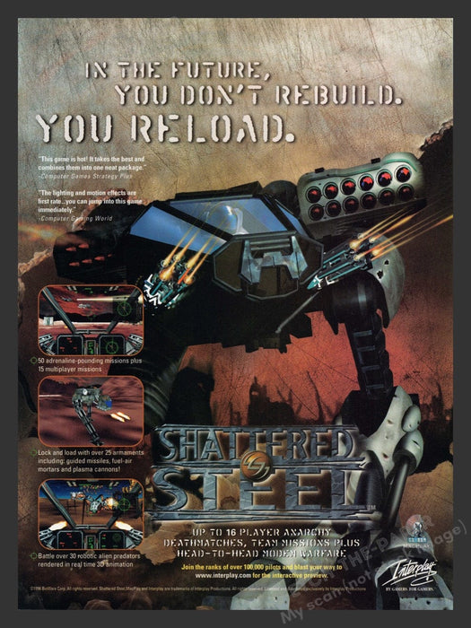 1996 Shattered Steel Video Game Print Advertisement
