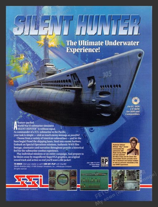 1996 Silent Hunter submarine Video Game Print Advertisement