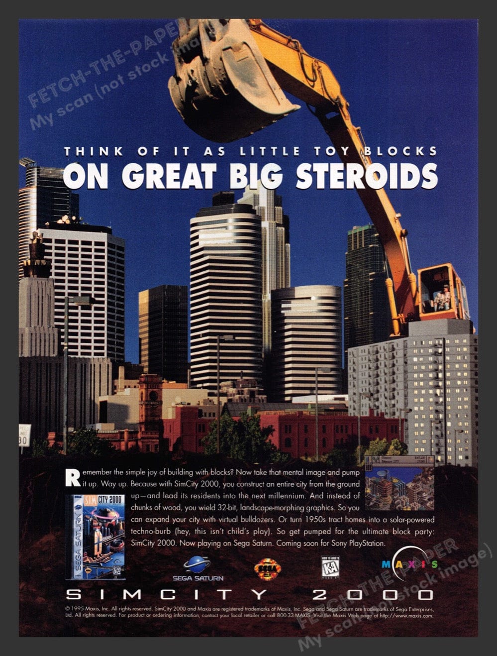1996 Sim City 2000 Excavator on Steroids Video Game Print Advertisemen ...