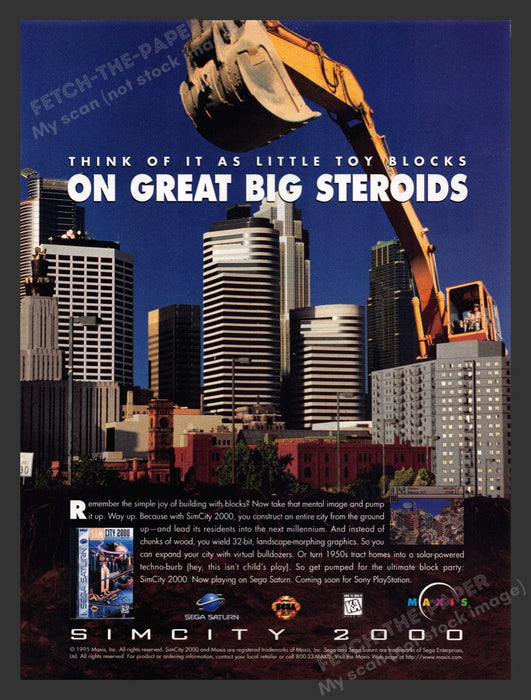 1996 Sim City 2000 Excavator on Steroids Video Game Print Advertisement