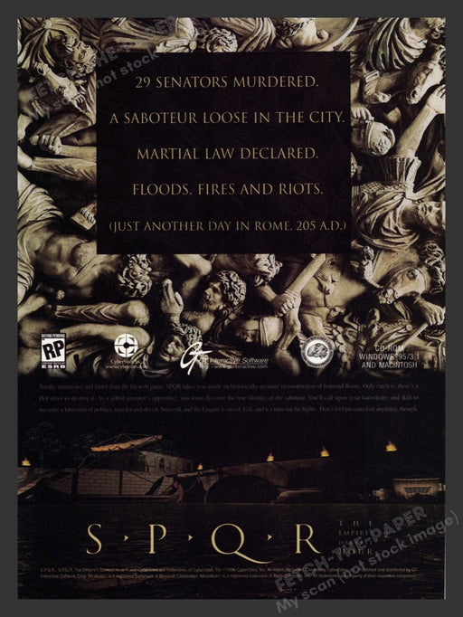 1996 SPQR: The Empire's Darkest Hour Video Game Print Advertisement